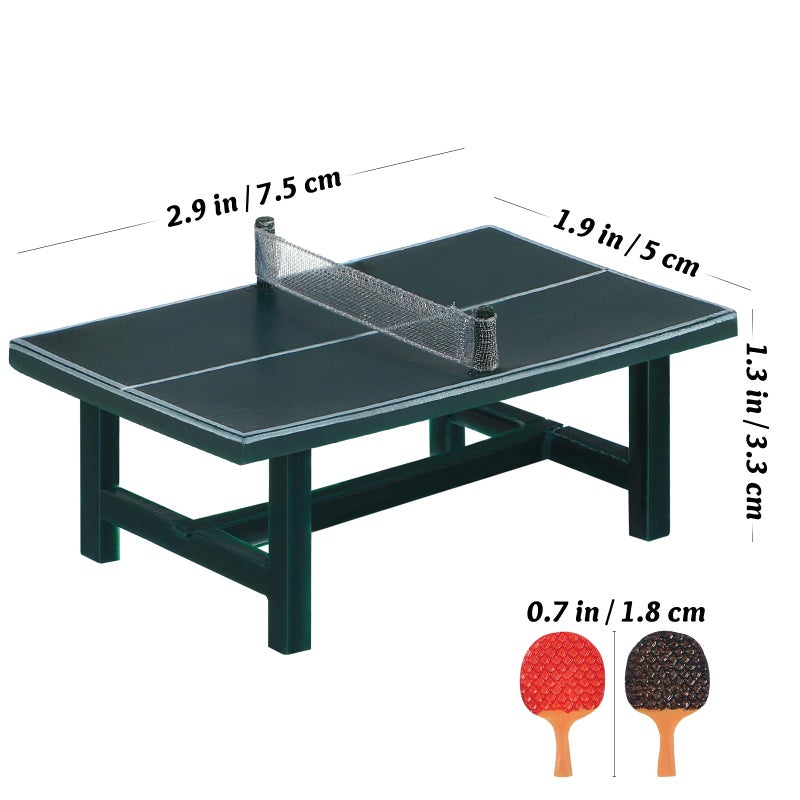 NUOBESTY Miniature Pong Table Tennis Paddle Set Doll Mini Sports Dollhouse Furniture Decoration Accessories - Image 2